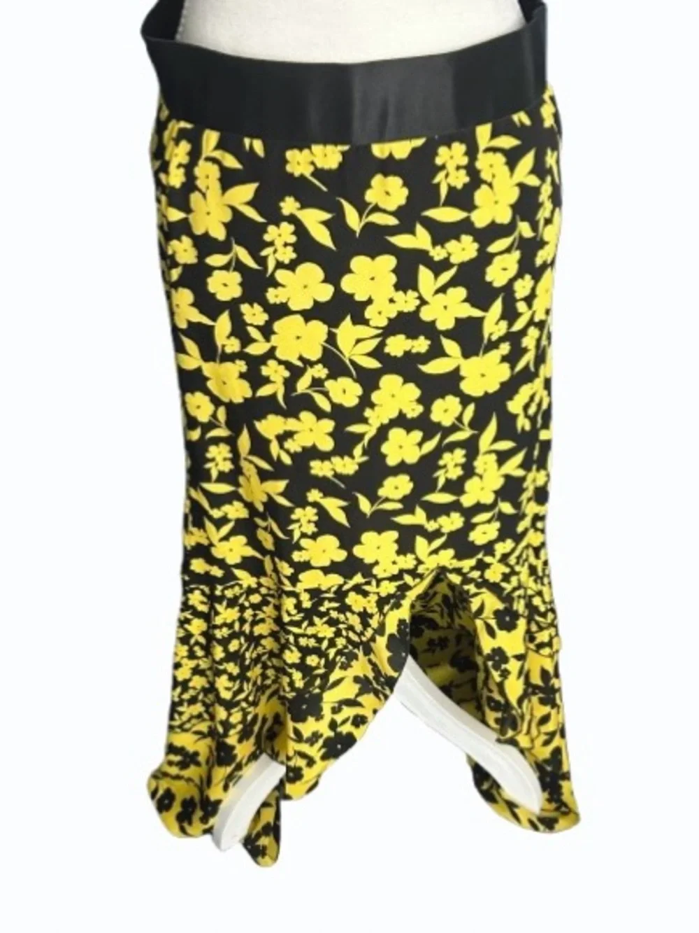 100% Silk ALICE + OLIVIA Floral Ruffle Slit Skirt Boho Designer Small Bohemian 4